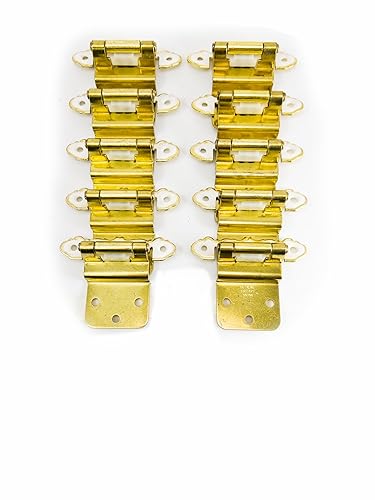 Miniatura 3 de Harris Hardware 106-WB-10 - Bisagra de revestimiento blanco con cierre automático de latón antiguo de 38 pulgadas. 10 pares (20 bisagras) con