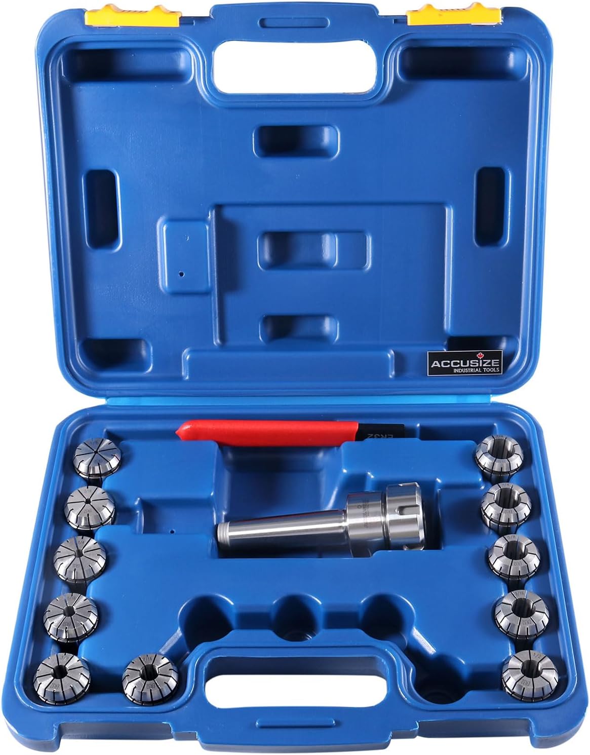 Accusize Industrial Tools Mt3 Shank Er32 Chuck with 11Pc Collets Kit, 1/8'' - 3/4'' by 16Th, Morse Taper Collet System, 0223-0304