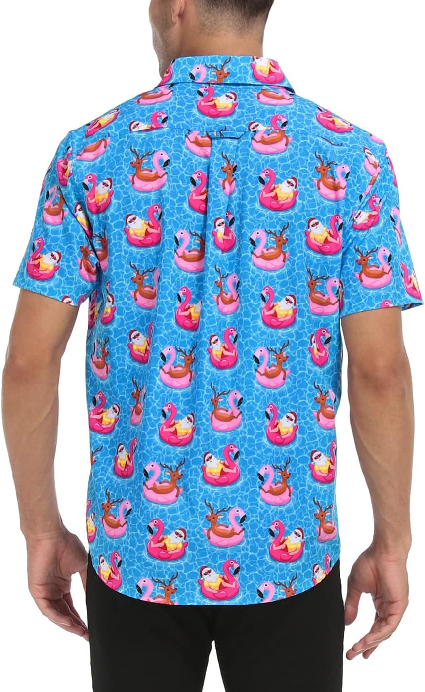 HDE Mens Casual Button Down Shirt S-5XL Big Short Sleeve Floral Hawaiian Print - Image 5
