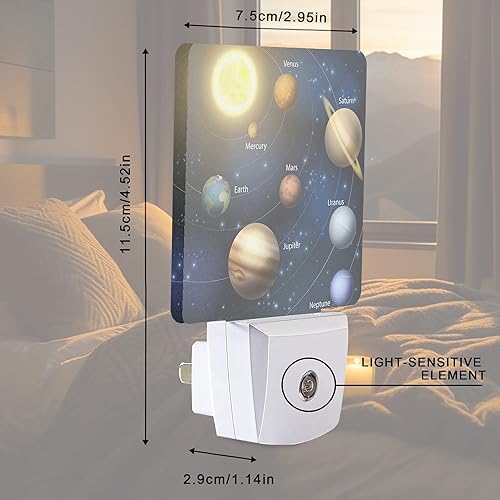 Miniatura 4 de Planeta Sistema Solar Universo Galaxia Espacio Luz Nocturna Enchufable LED Luces Nocturnas Sensor Automático Lámpara de noche Lámpara de atardecer a