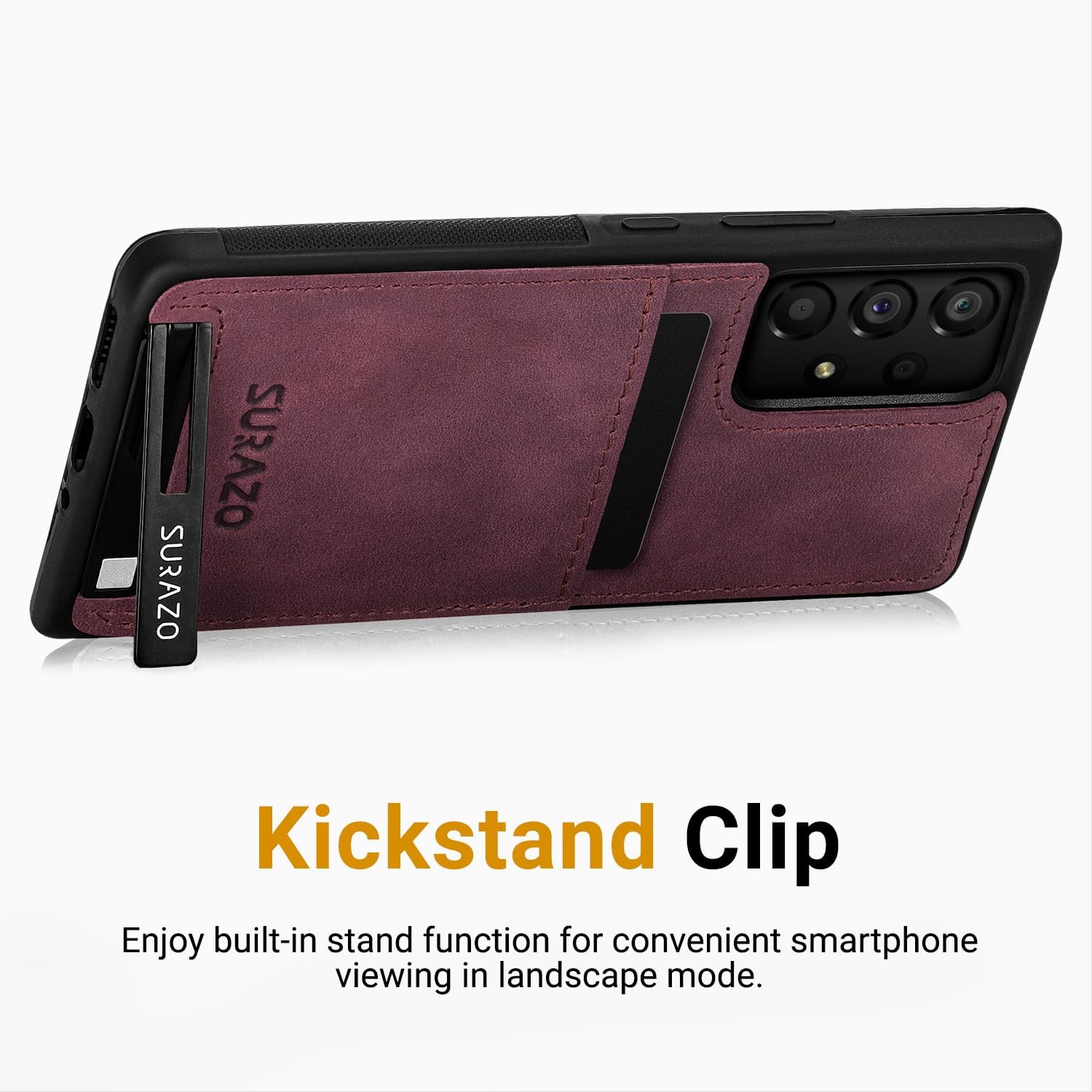 SURAZO Premium Genuine Leather Back Case for Samsung Galaxy A53 5G Case - Shockproof Leather Mobile Phone Case Cover with Card Slot, Stand Function, Key Chain, Vintage Slim Bumper Protective Case