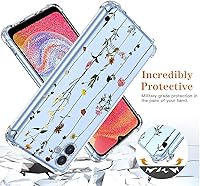 Vista 7 de Funda para Galaxy A04e, Samsung A04e 4G SM-A042F con protector de pantalla, funda transparente con patrones de jardín de flores, funda protectora