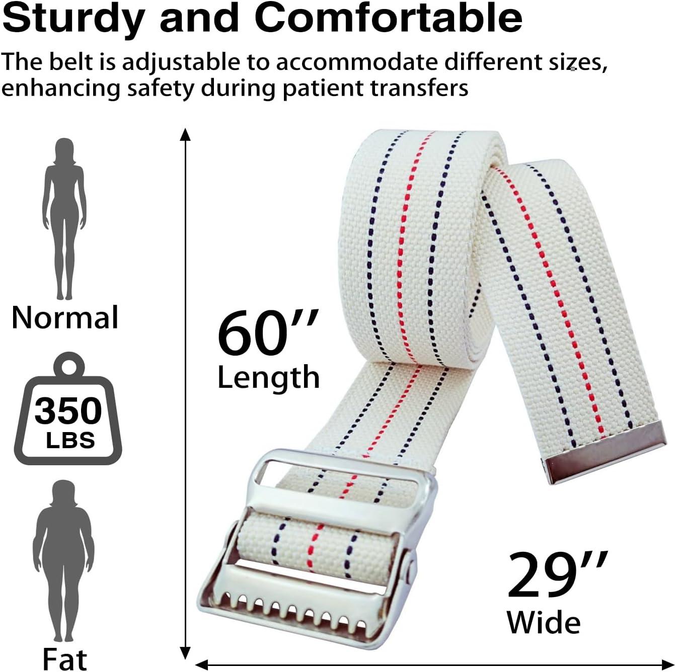 10 Packs Transfer and Gait Belts with Metal Buckle and Belt Loop Holder - Standing and Transfer Walking Assist Aid for Seniors, Elderly Patients, Caregiver, Nursing, Therapist, 60 inch