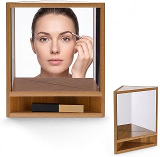 Mifoci 9in Non-reversing Mirror with Wood Frame for Makeup, True Reflection