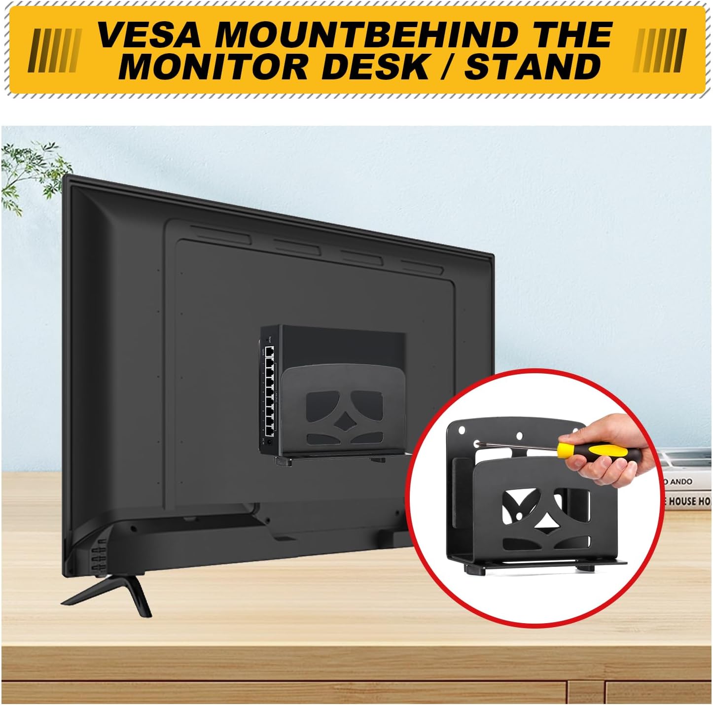 Adjustable Small Device Wall Mount, Universal Media Player Holder | Fits gaming consoles, wifi router, cable box, mini pc, adjustable depth small device holder for wall or vesa mount