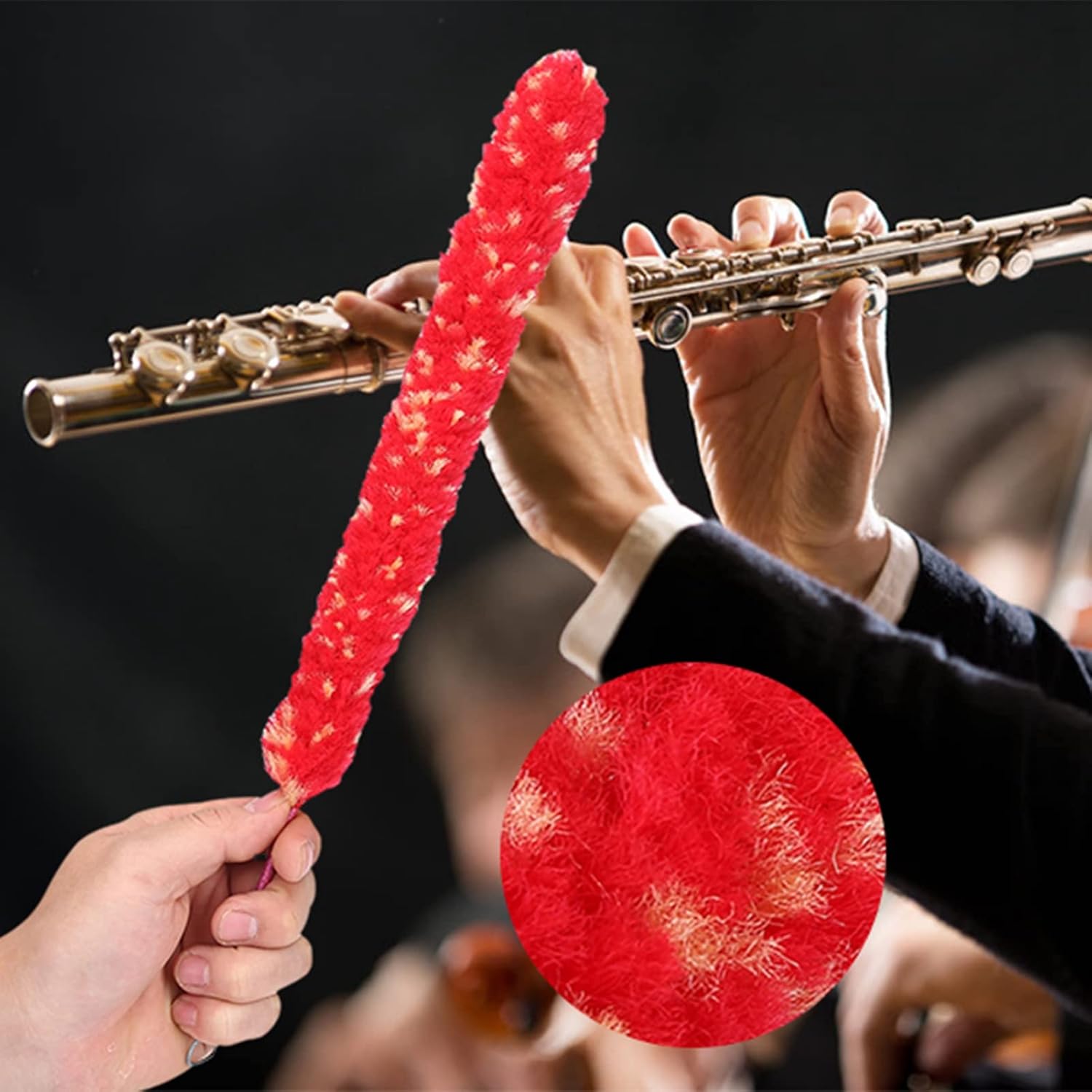Red Nylon Utility Flute Cleaning Swabs Brush Dehumidifier Instrument Parts Lightweight, Portable, Convenient And Easy To Use : Musical Instruments