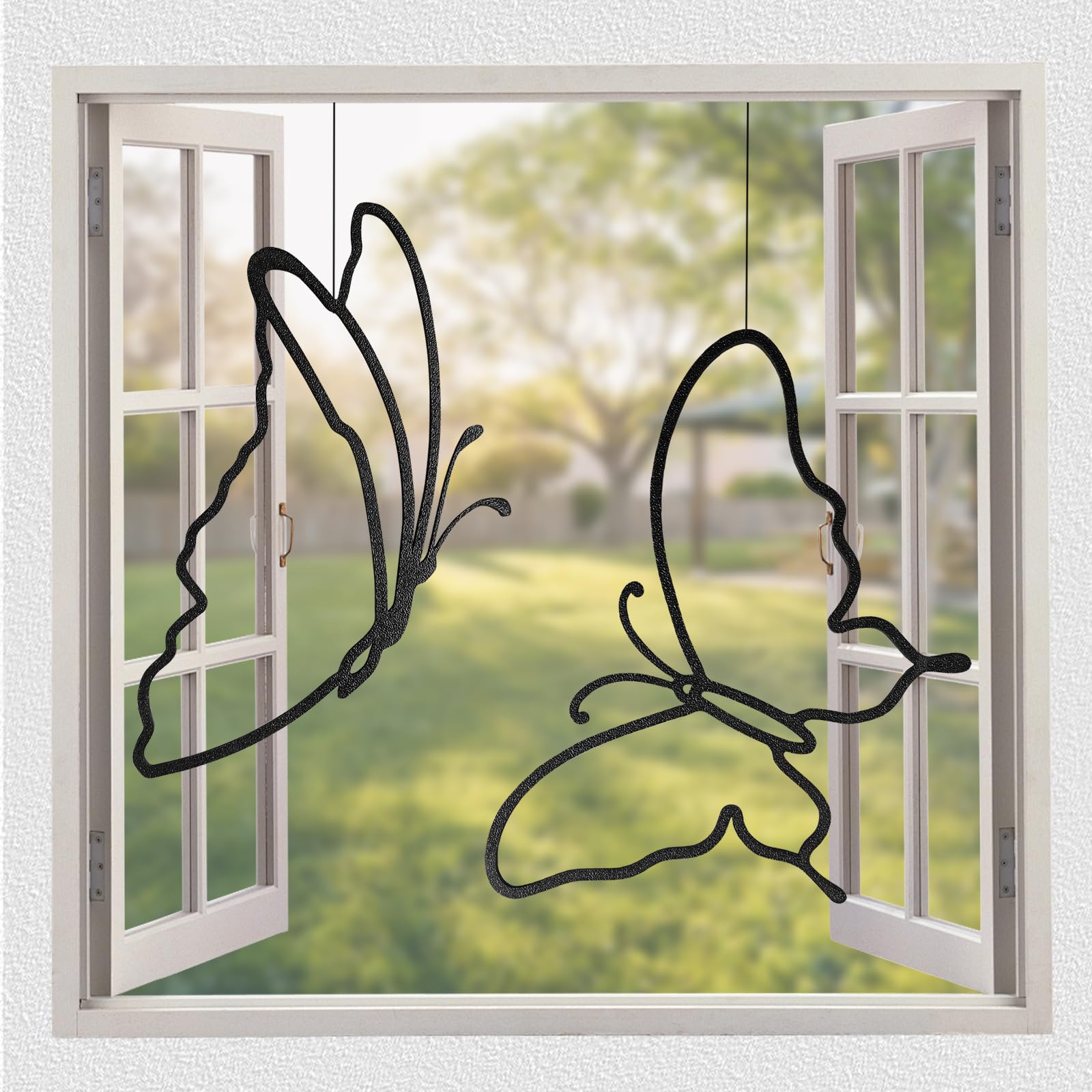 Lineart Schmetterling zum Aufhängen | Elegant Zeitloses Design fensterdeko hängend | Fensterdeko Hängend Modern | Ganzjährige Fensterdeko hängend | Fensterschmuck | Frühlingsdeko | Wanddeko