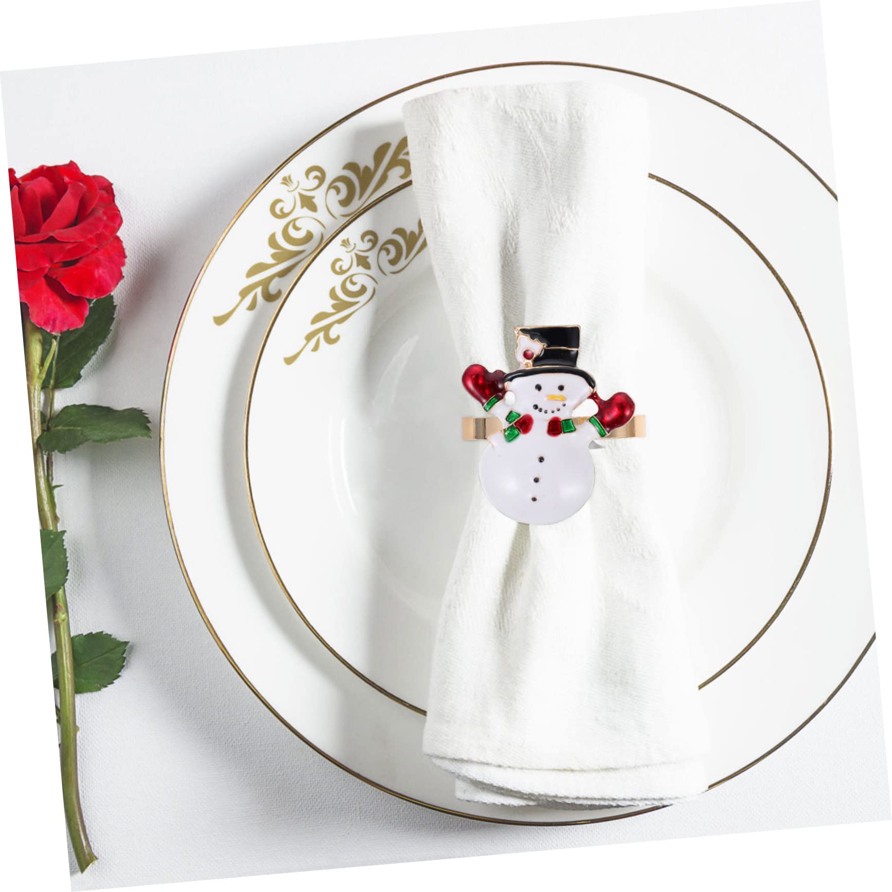 TOPBATHY 12 Pièces Boucle de Serviette Bonhomme de Neige Ronds de Serviette de Noël Anneau Porte-Serviette de Salle à Manger décor Couverts de Table Porte-Serviettes de noël l'automne Bague