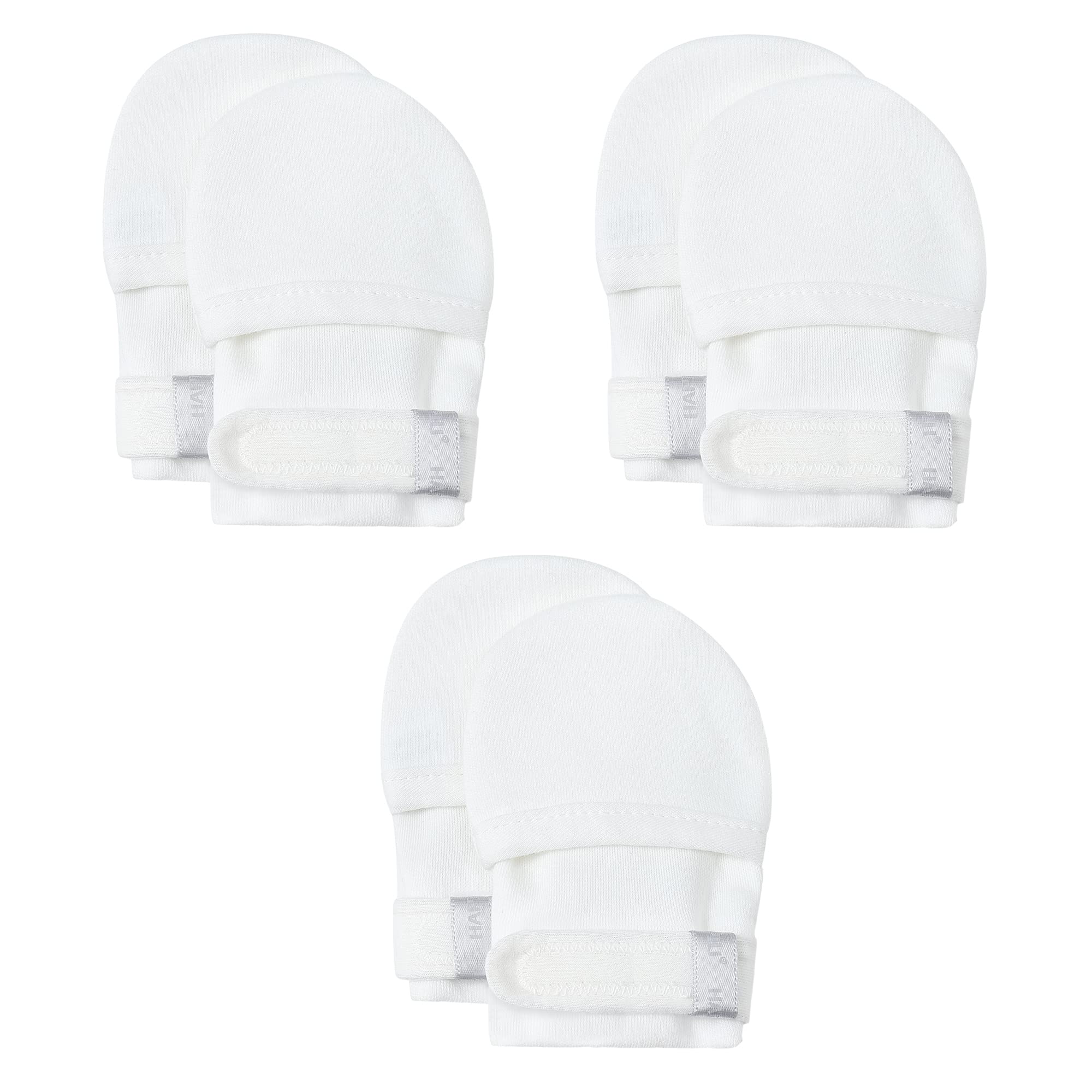 HAPIU Baby Newborn No Scratch Mittens Stay On, 100% Cotton Adjustable 0-12M