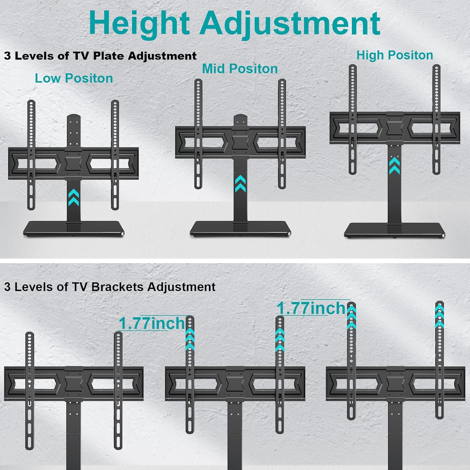 Buy Universal TV Stand, Swivel TV Stand Base Fits Most 37 to 70 Inch LCD LED Screens, 9 Levels