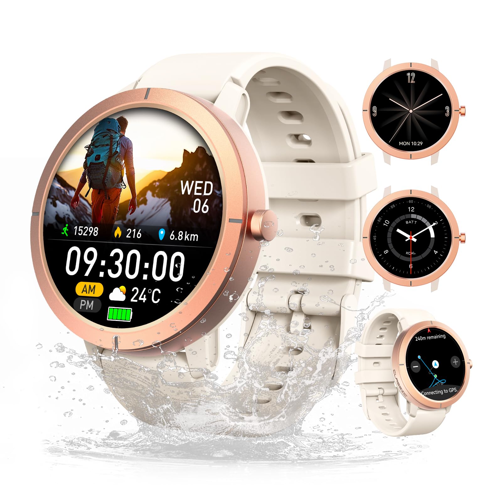 Orologio intelligente GPS ad altissima precisione per uomo e donna, schermo Amoled da 1,34 pollici con frequenza cardiaca 24/7, orologio fitness per la salute, oltre 170 modalità sportive