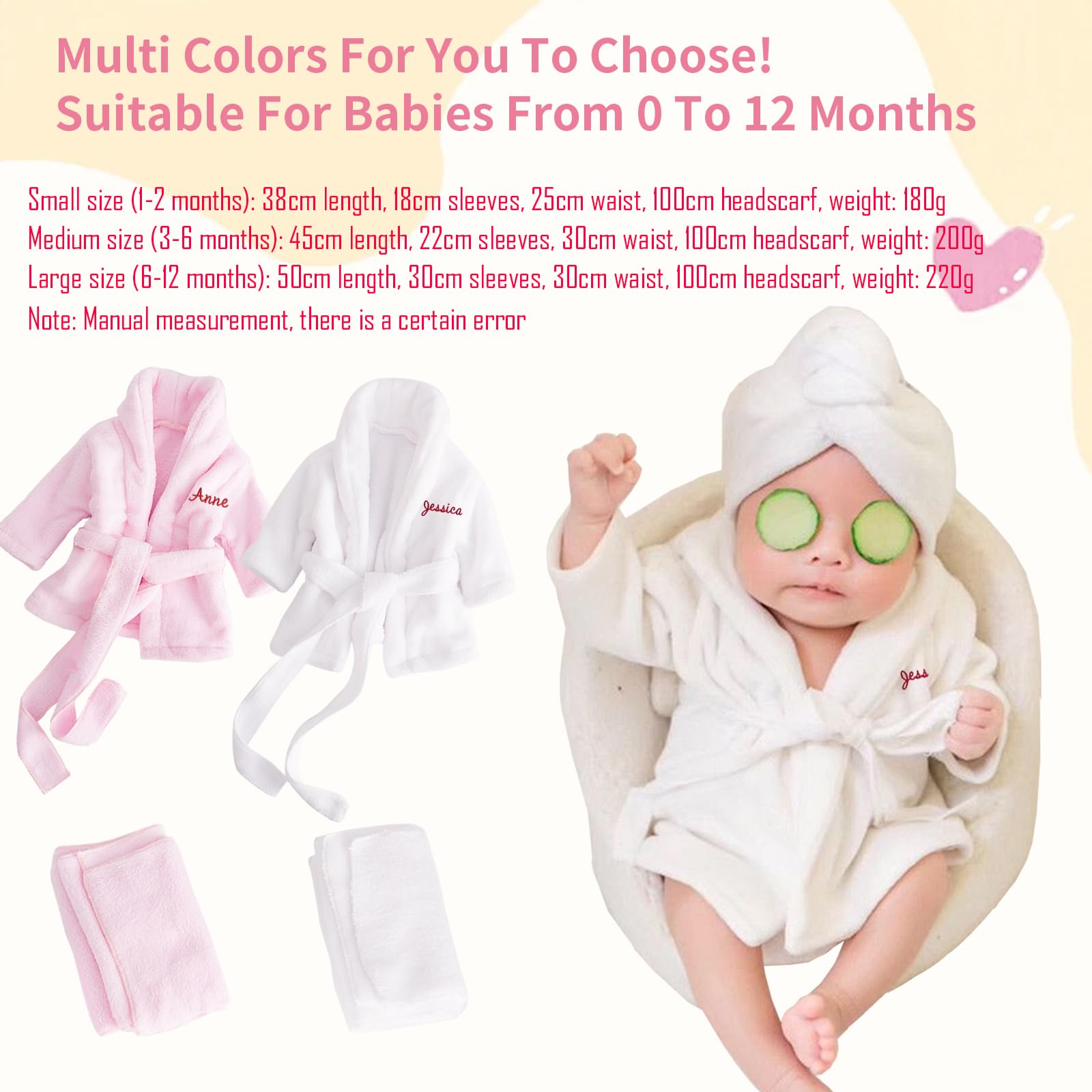 Peignoir bébé personnalisé avec nom brodé, peignoir bébé personnalisé, pour filles et garçons, avec gant de toilette ou chaussons, cadeau pour baby shower, cadeaux nouveau-né, cadeaux d'anniversaire