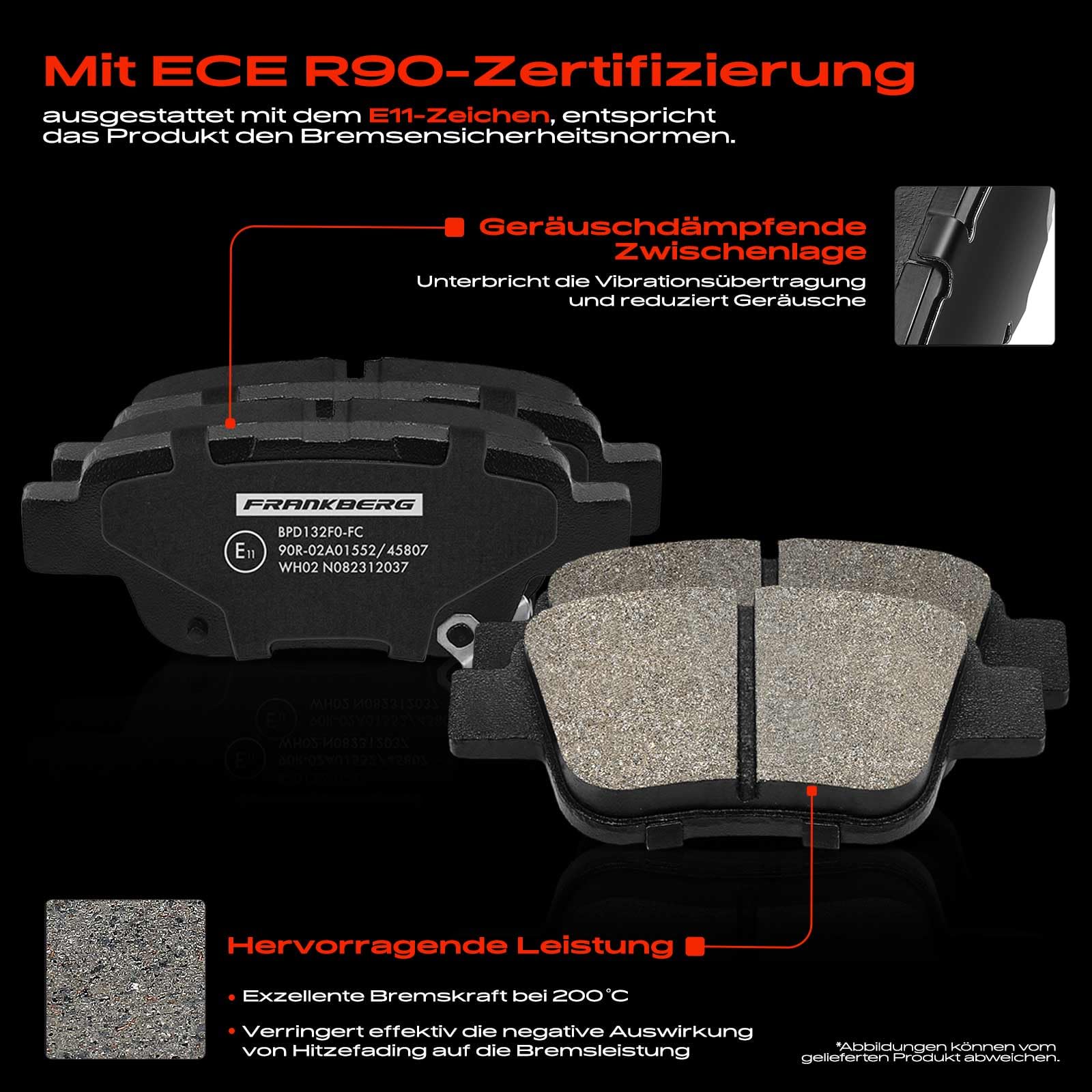 Frankberg Bremsensatz inkl. 2x Bremsscheiben + 4x Bremsbeläge Hinten Kompatibel mit Coroll.a Verso R1 ZER ZZE12 1.6L-2.2L 2004-2009 Replace# 04466YZZE2, 0446605010
