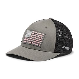 Columbia Unisex PFG Fish Flag Mesh Ball Cap - Mid, Titanium/Black, Small/Medium