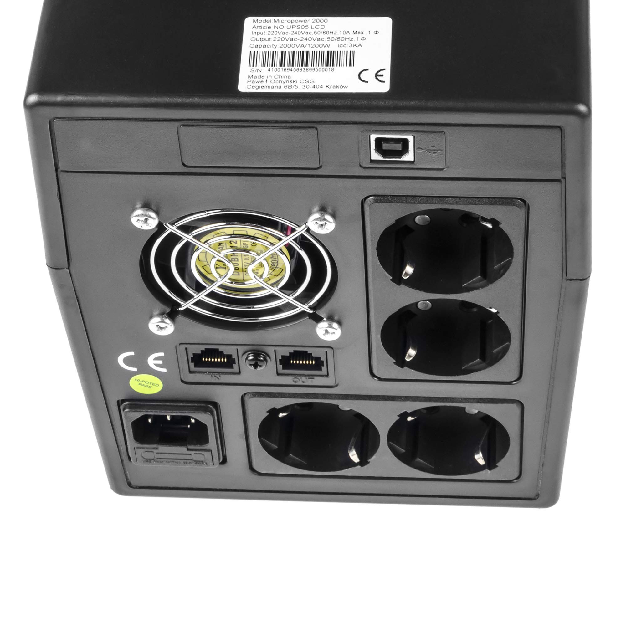 Green Cell UPS05 Alimentation d'énergie Non interruptible Interactivité de Ligne 3000 VA 1200 W 5 Sortie(s) CA