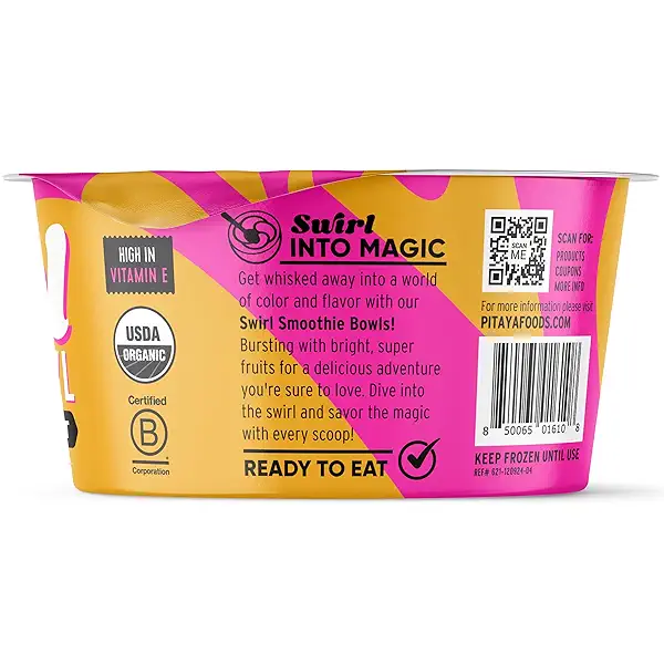 PITAYA FOODS Organic Passion Fruit Dragon Fruit Swirl Bowl, 8 FZ 11