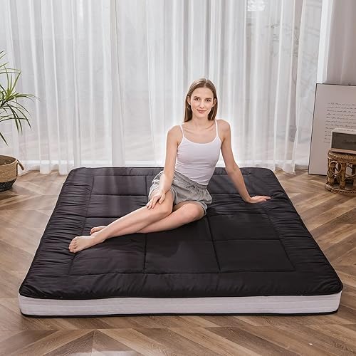 Miniatura 10 de MAXYOYO Colchón tipo futón, acolchado, japonés, para cama, extragrueso, plegable, transpirable, tumbona para el suelo, cama de invitados para