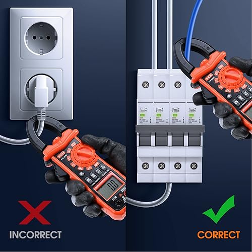 Miniatura 7 de FKM Medidor de abrazadera, multímetro T-RMS 6000 unidades, medidor de corriente y voltaje de corriente CACC rango automático, mide voltaje de