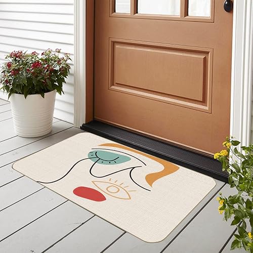 Miniatura 2 de BXFAHZJ Tapete abstracto bohemio con diseño de cara de mujer, diseño de líneas coloridas de 17 x 30 pulgadas, para interiores y exteriores,