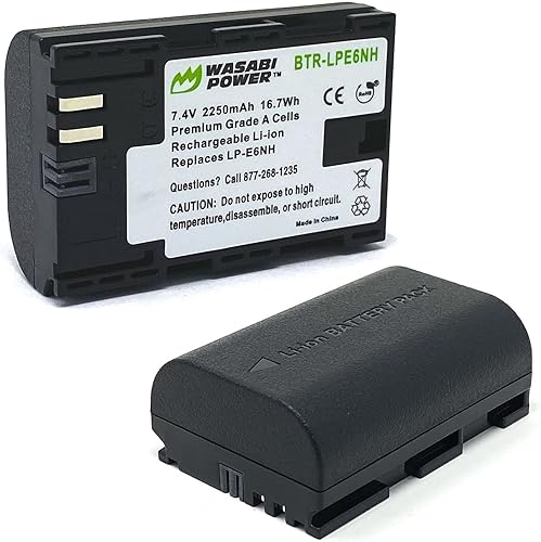 Wasabi Power Batería LP-E6NH (paquete de 2) para Canon EOS 5D Mark II/III/IV, 5DS, 5DS R, 6D, 6D Mark II, 7D, 7D Mark II, 70D, 80D, 90D, R, R5, R5C,