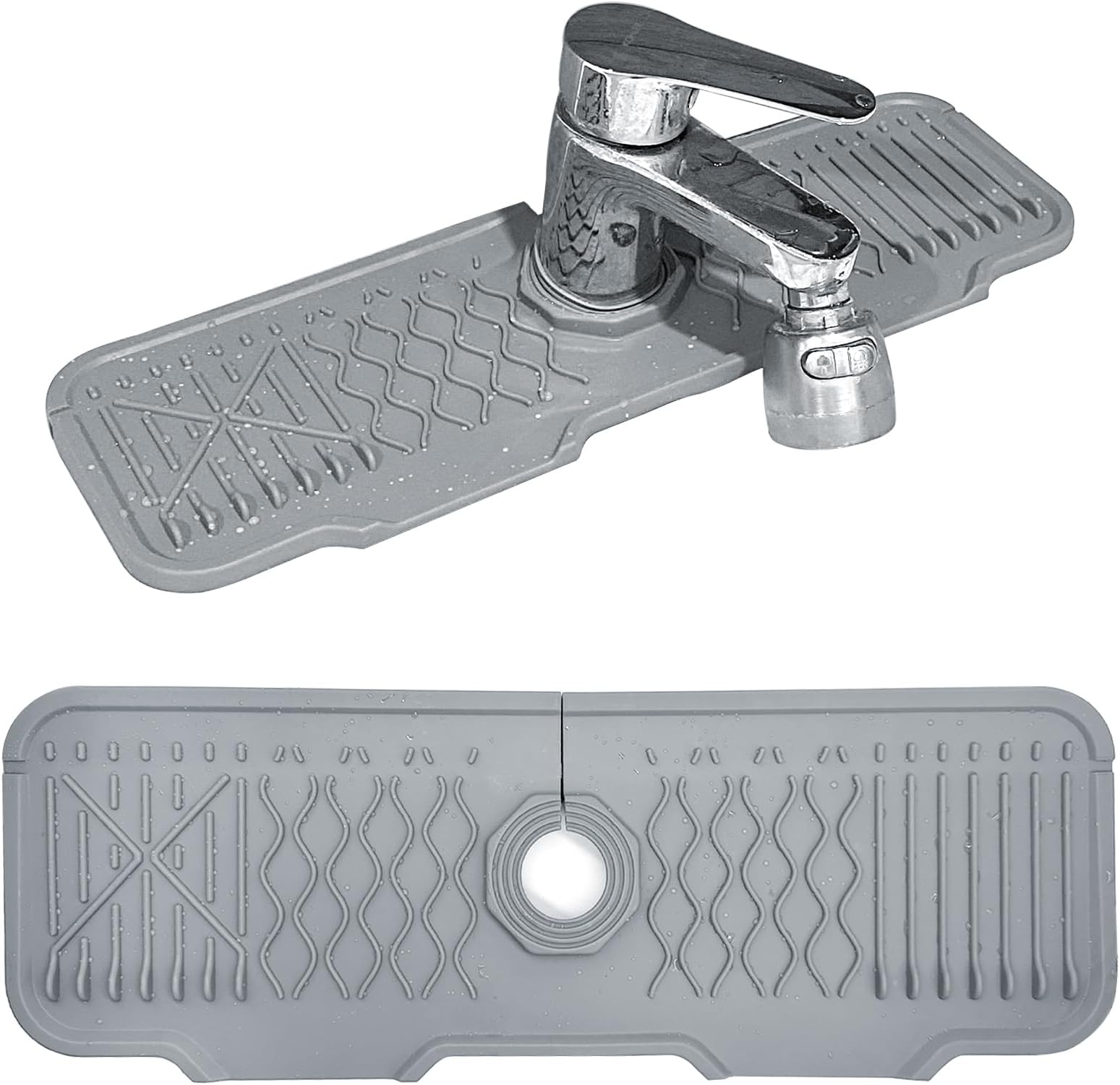 2-Pack Silicone Sink Splash Guards - 14.6 Inch Foldable Faucet Mats For Kitchen & Bathroom Counter Protection