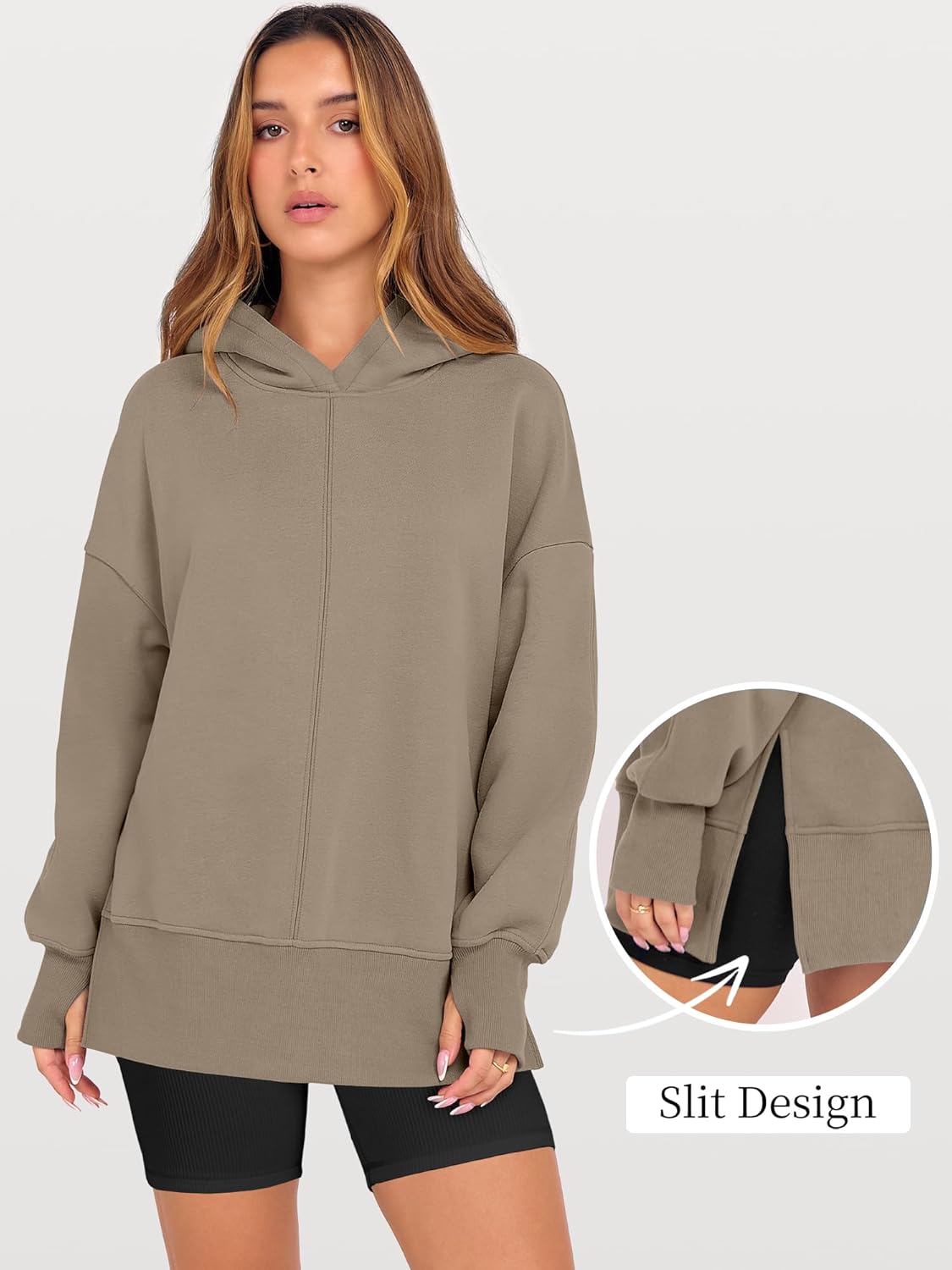 ANRABESS Womens Oversized Hoodies Long Sleeve Fleece Side Slit Hooded Sweatshirts Pullover 2026 Fall Outfits Y2K Clothes - Image 7
