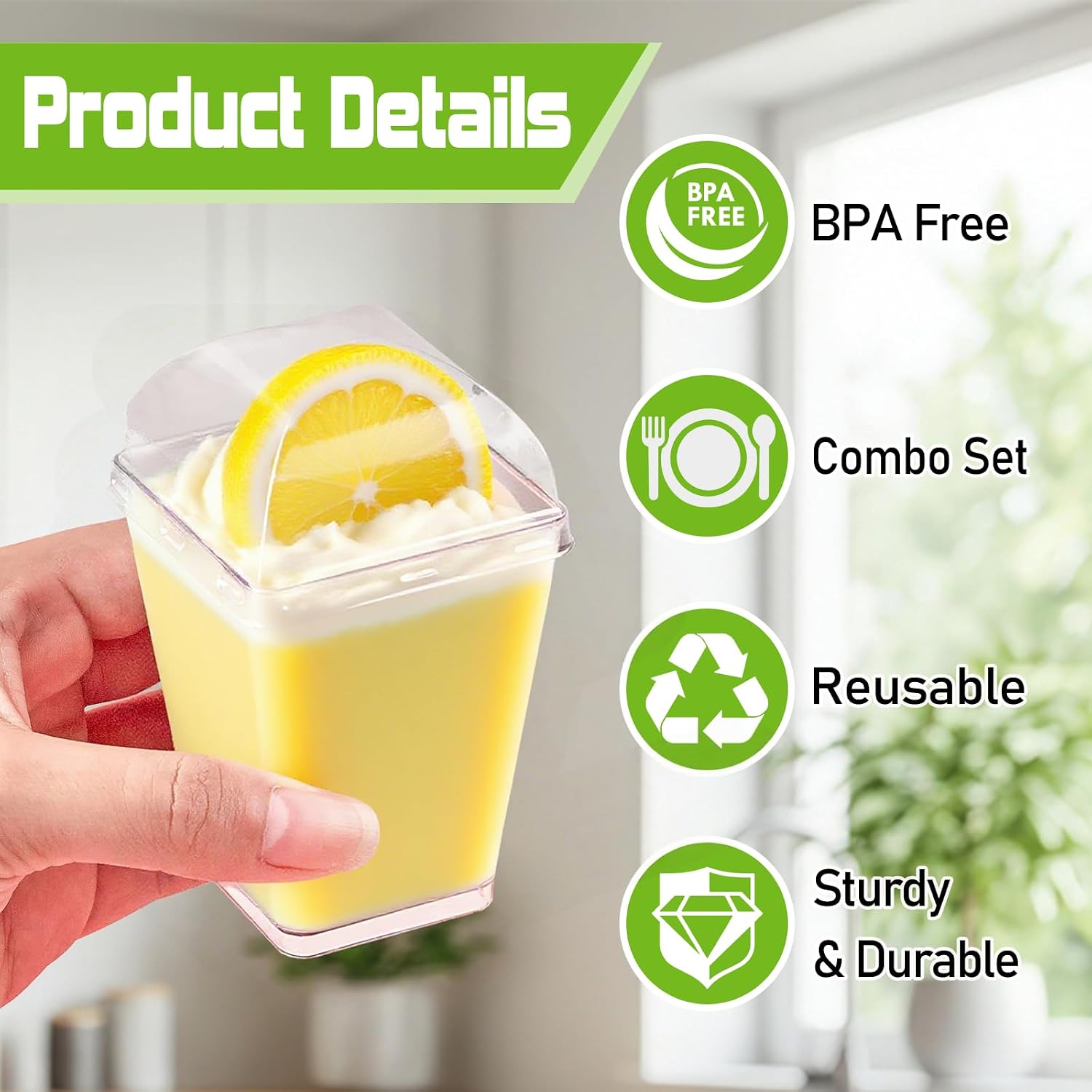 100 Pcs 5 oz Plastic Dessert Cups with Dome Lids, Disposable Parfait