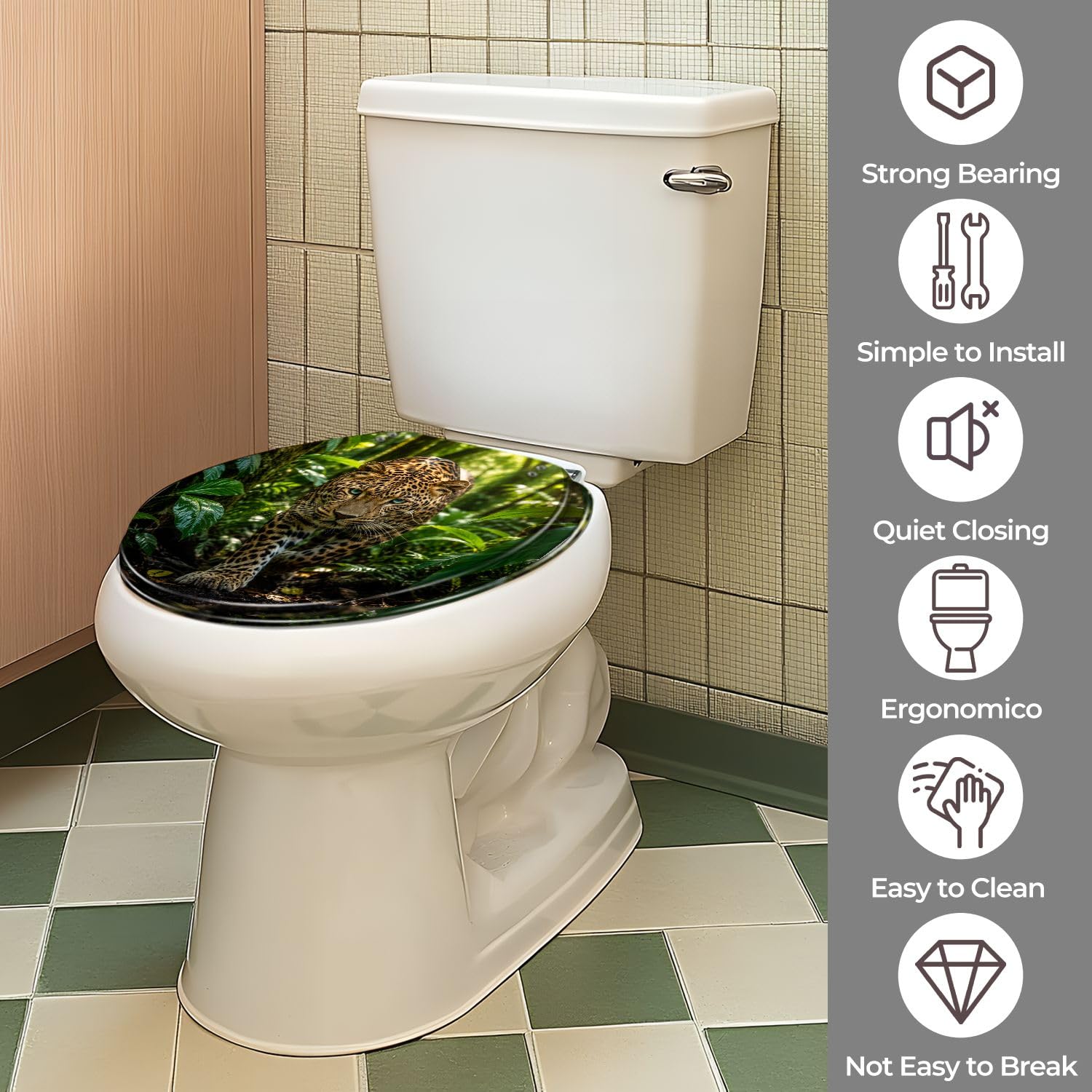 Asiento de Inodoro Redondo de Resina con Cierre Suave para baño.