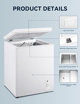 7.0 Cu Ft Chest Freezer - Energy Efficient & Quiet Freezer w/Fast Freezing