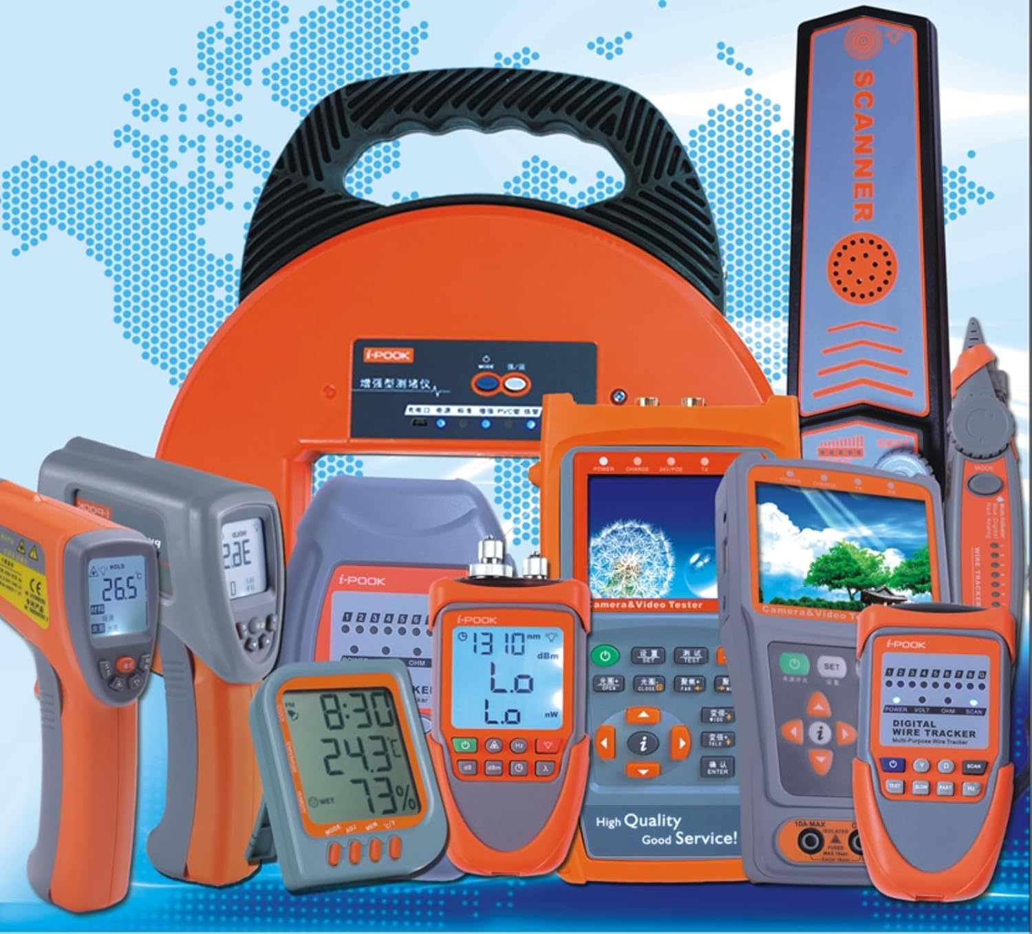 i-POOK PK651A/B/C/D/E Cable PoE Tester line Finder Cable Tracker Wire Tracker Network Cable Tester PoE SCAN line Finder Cable Tester RTS Network Wire Tracker Tester Tone Generator(PK651E)