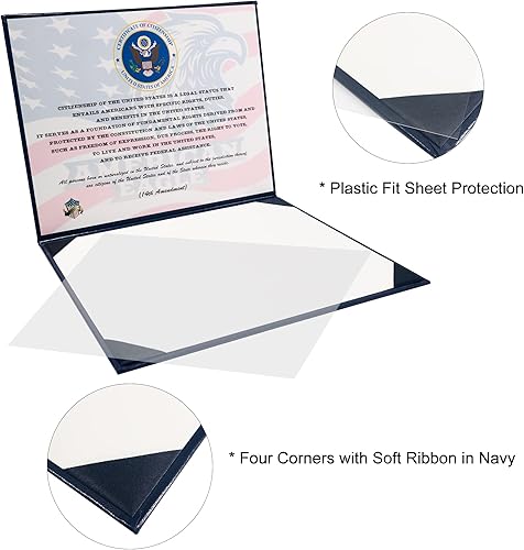 Miniatura 5 de GraduatePro Portacertificado de Ciudadanía Estadounidense 2025 Naturalización Cubierta Acolchada de Cuero Sintético con Gran Sello Dorado de los
