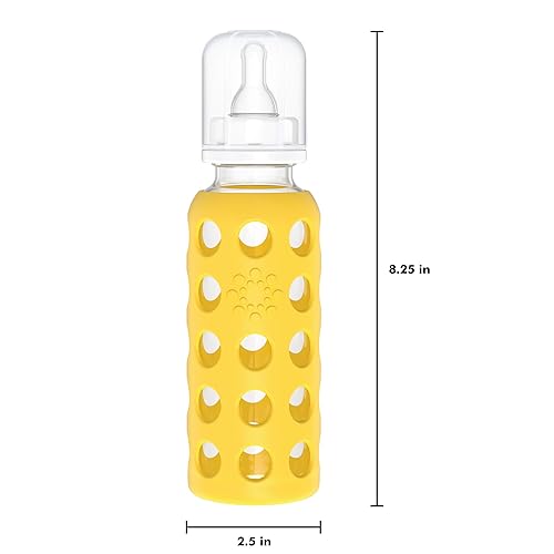 Miniatura 5 de Lifefactory Biberón de vidrio de 9 onzas con pezón de etapa 2 y funda protectora de silicona, mango