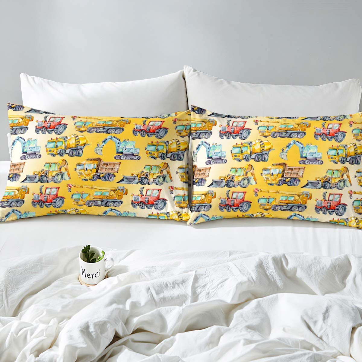 Homemissing Graafmachine Dekbed Cover Bouw Voertuigen Beddengoed Set Voor Jongens Meisjes Kinderen Stad Road Dekbedovertrek Set Cartoon Auto Decor Wit Sprei Cover Dubbel