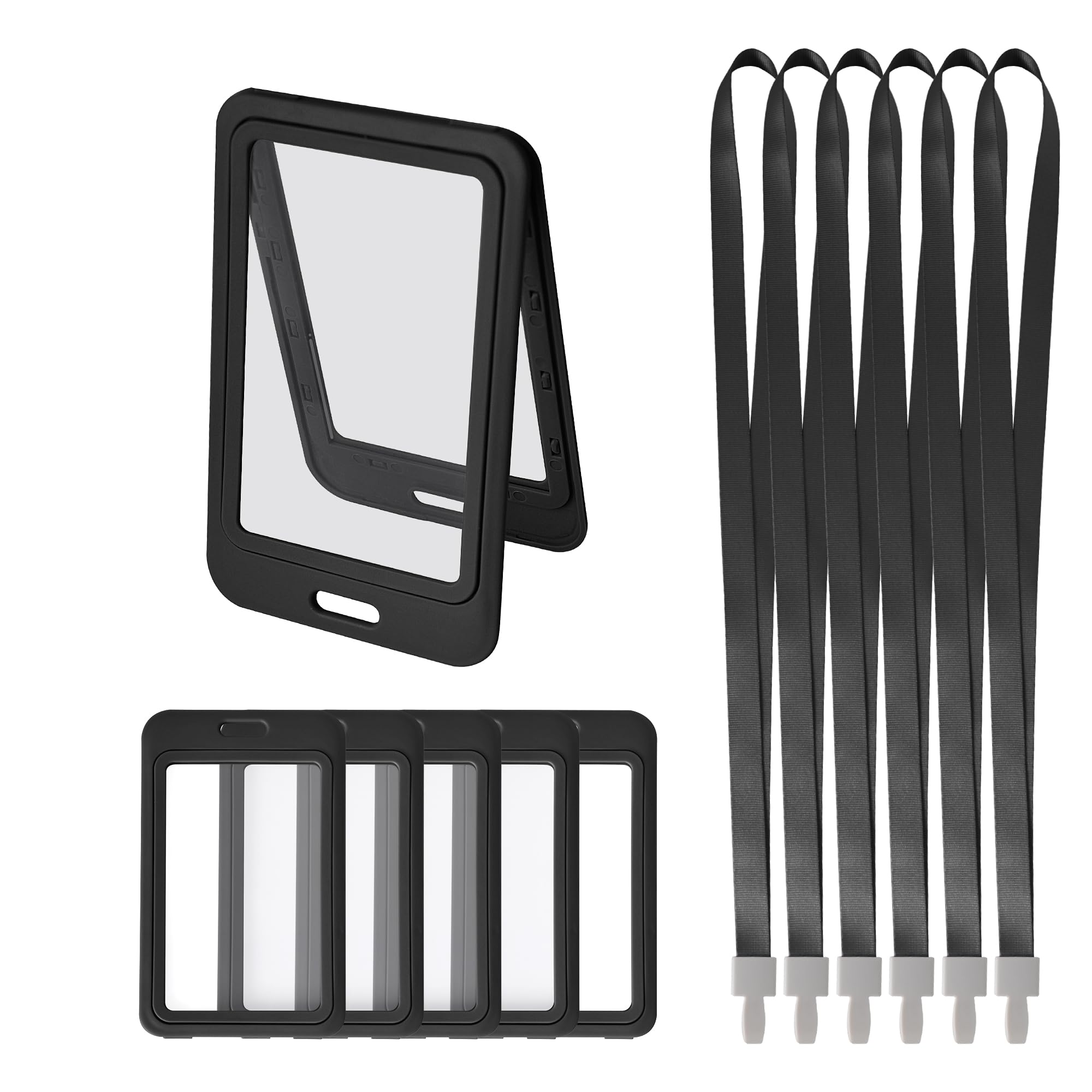 GHLIANGZHOU 6PCS Black Card Holder with Lanyards