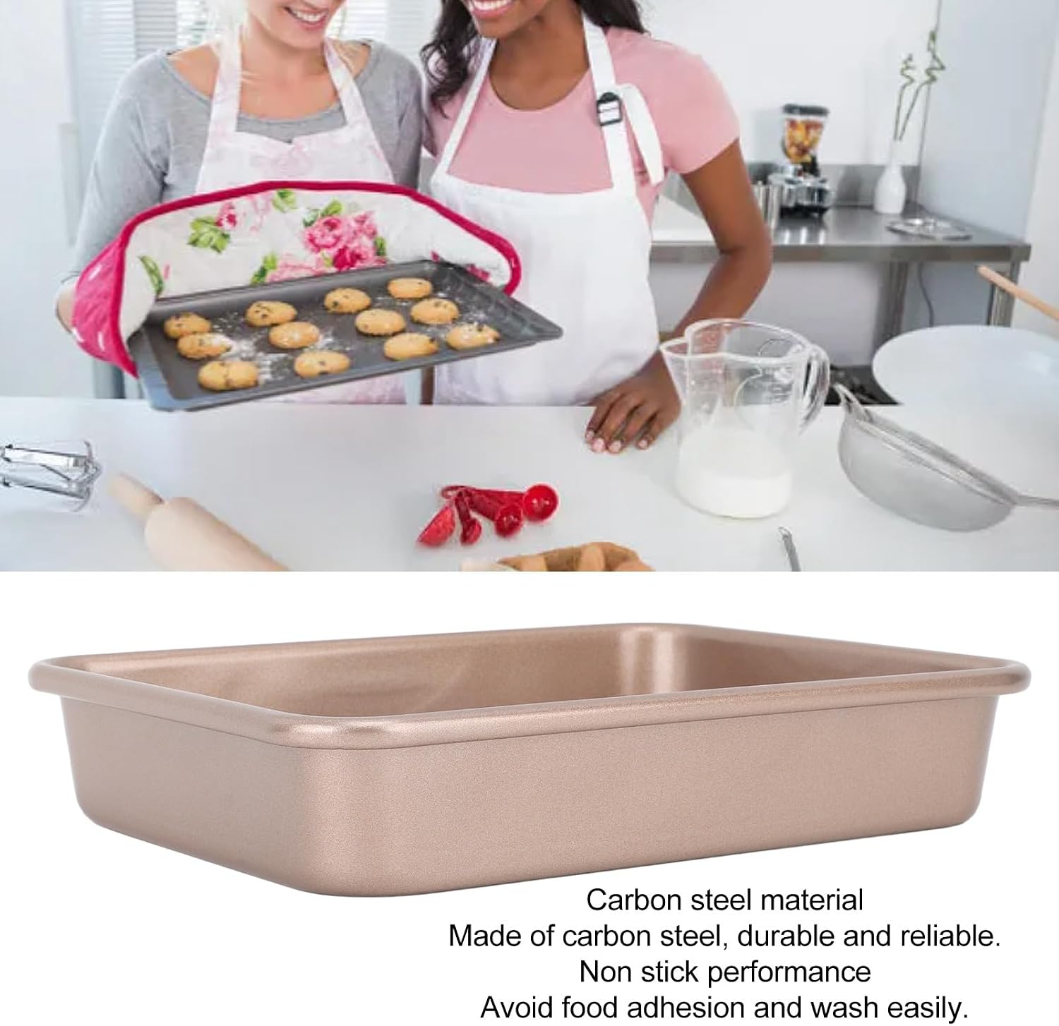 Two women baking cookies with the HERCHR baking pan