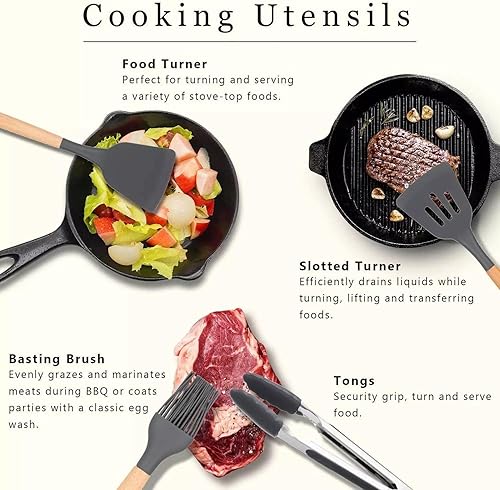 Miniatura 2 de Juego de 12 herramientas de cocina, no tóxicas, utensilios de cocina, espátula, espátula, espátula, espátula, afinador de batidor de pala. (Color