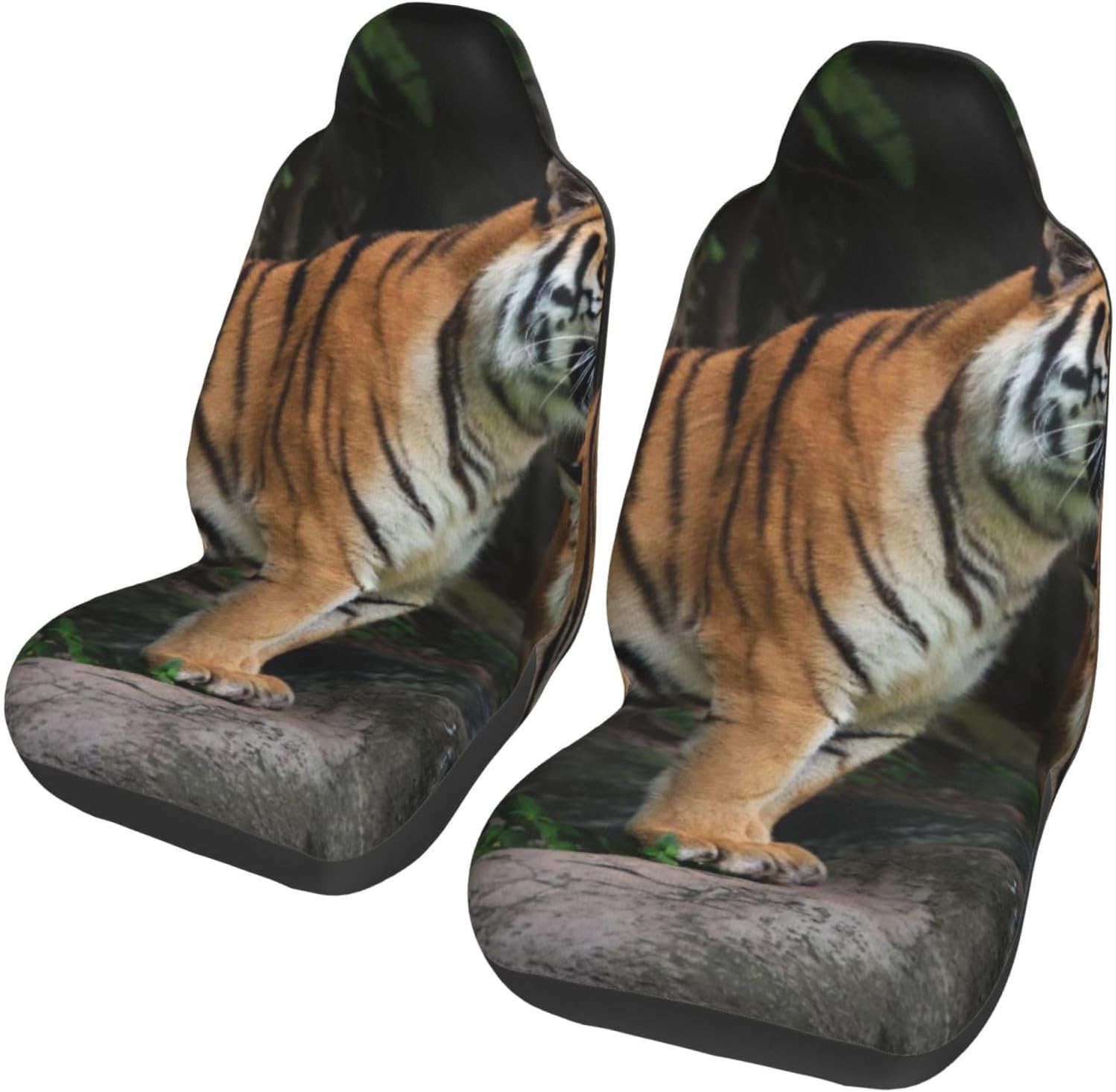 Portrait of A Royal Bengal Tiger Car Seat Covers 2-Pack - Fit for Sedans, Trucks, Suvs, Automotive Seat Protectors with Reinforced Stitching