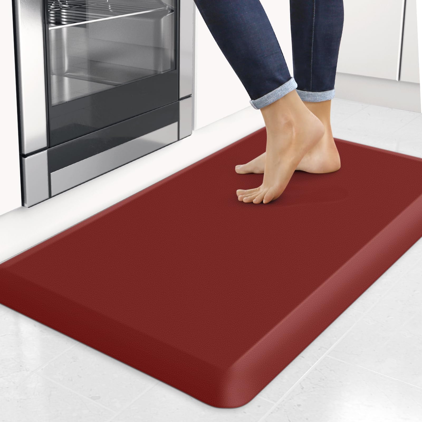 4/5 Inch Thick Kitchen Mats for Floor, StepRite Kitchen Rug for Standing Desk, Non-Slip, Thicker, Stain & Water Resistant, Comfort Anti Fatigue Floor