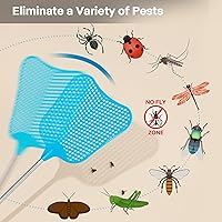 Vista 4 de Matamoscas telescópico, matamoscas Begonia para interiores, matamoscas manual de plástico resistente con mango telescópico de acero inoxidable