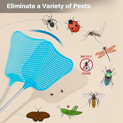Miniatura 4 de Fly Swatters-Begonia - Juego de matamoscas telescópico resistente con asas extensibles de acero inoxidable (estilo ventilador)