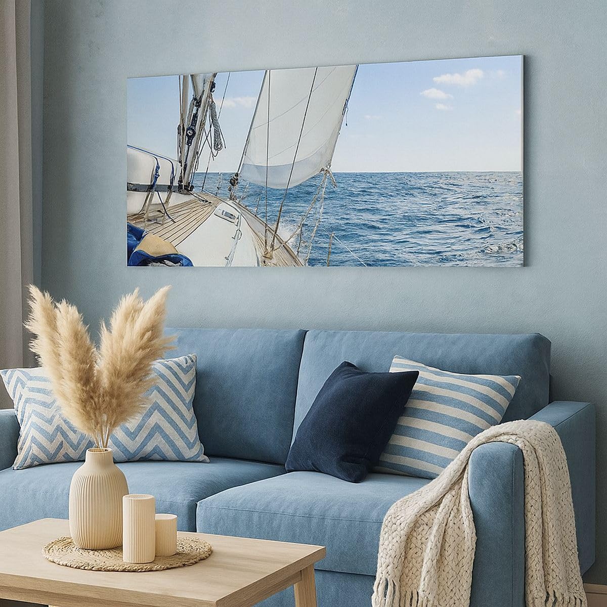 ARTTOR Leinwandbild 140x50cm Wandbild Landschaften Maritim - 3647 | Meer Kreuzfahrt Segeln Panorama Groß XXL Wanddekoration Wohnzimmer Schlafzimmer Wanddeko Wand Kunstdruck Wandkunst ARTTOR