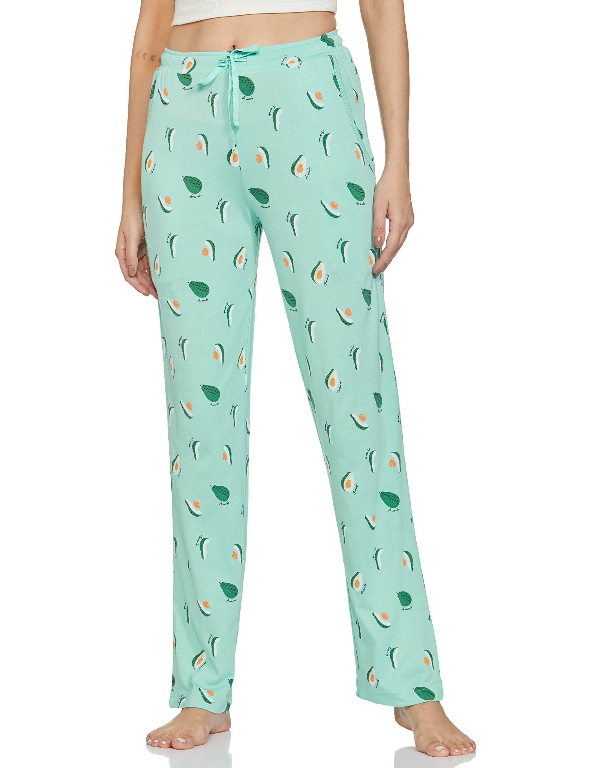 van heusen Women Allover Print Relaxed Lounge Pants - Modal Cotton - Functional Pocket, Ultra Soft, Drawstring Waist_55307_Avacado_Medium, Green-picture-12