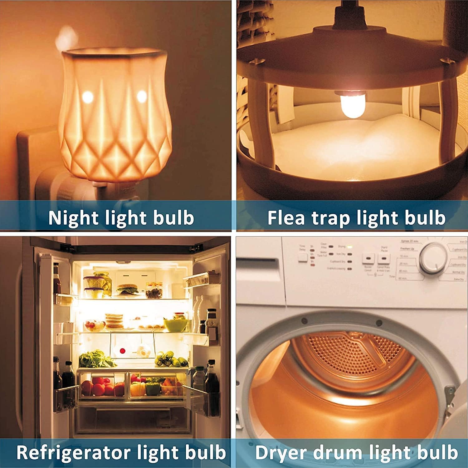 C7 S6 Small LED Night Light Bulb, 1.5W E12 LED Bulb (15W Equivalent), Soft/Warm White 3000K, 120V, 150LM, Candelabra Bulb for Refrigerator, 8 Count