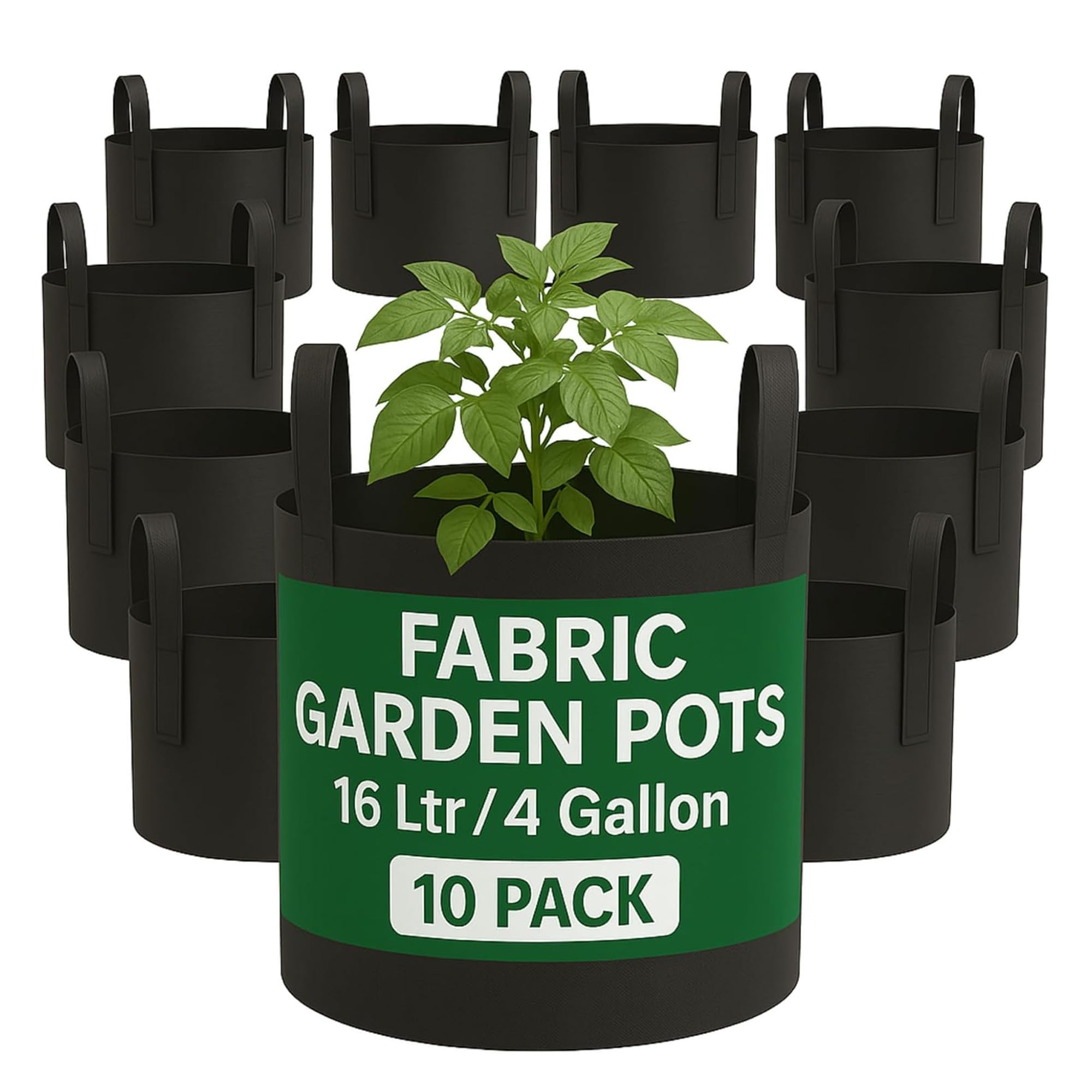 Rackhams 10-Pack Grow Bags 4 Gallon Fabric Pots With Handles