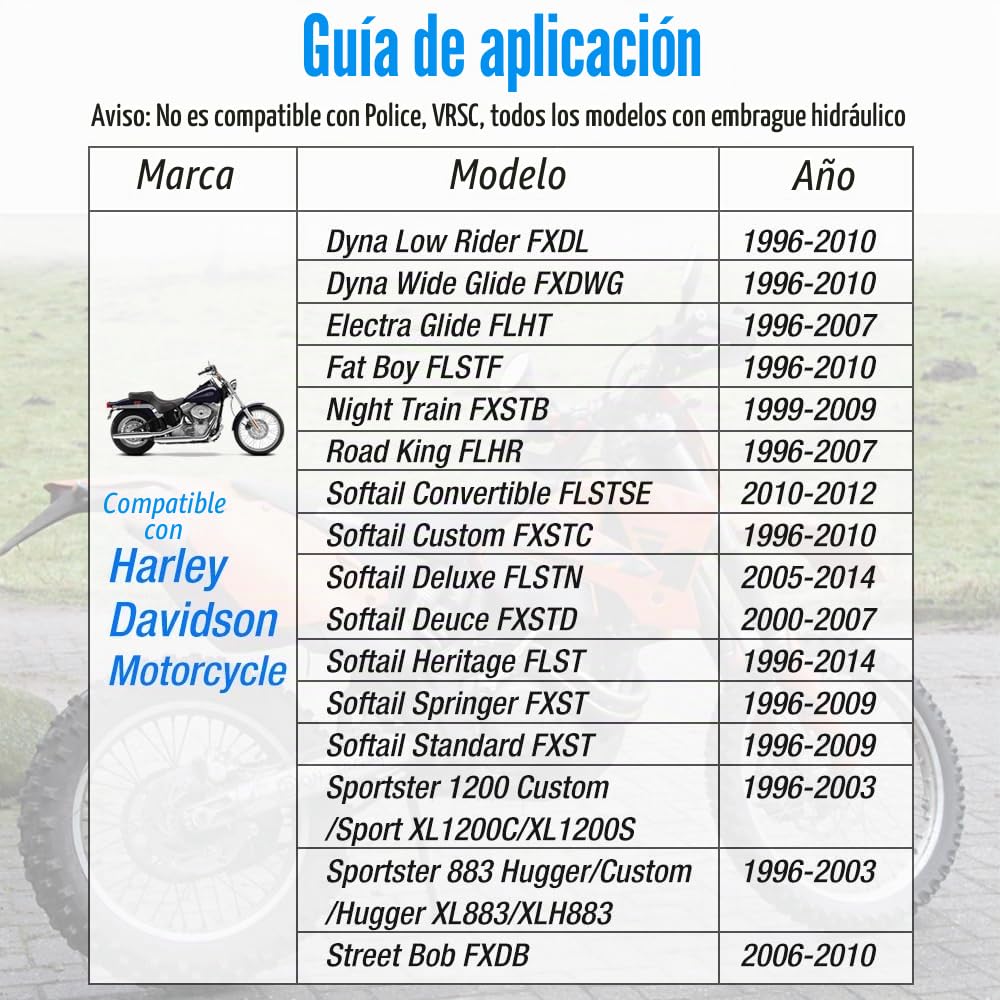 Maneta Palancas de freno y embrague para Harley Davidson Sportster 883 1200 Softail Dyna Electra Glide Road King Fat Boy Night Train Street Bob (Cromo)