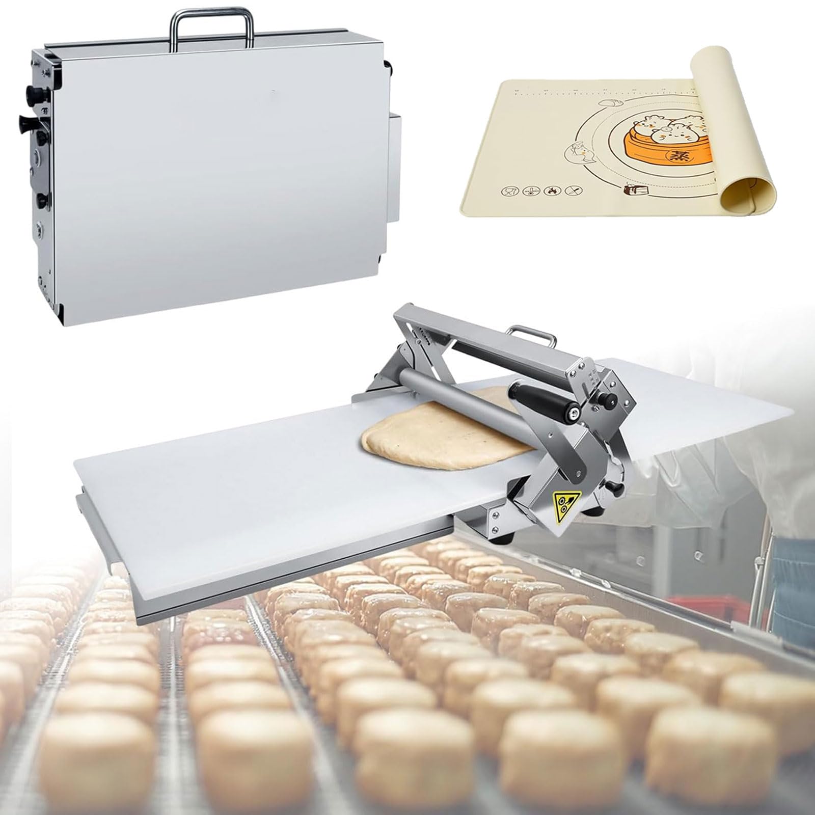 Komercyjna wałkarka do ciasta – regulowana ręczna laminator ze stali nierdzewnej 0,5–17,5 mm | Składana konstrukcja do ciasta na pizzę, ciasta z karmelem i ciasta francuskiego