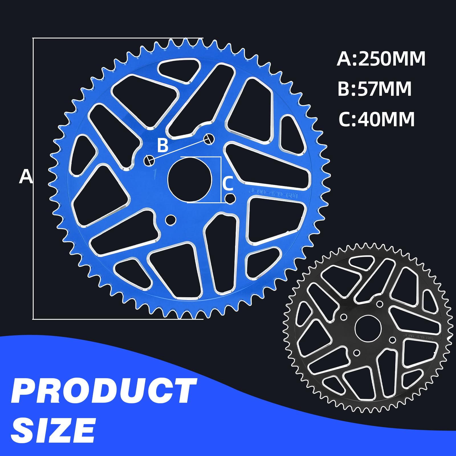 Pignone per catena 60T 420, 40 mm, ruota posteriore CNC per CT200U CT200U-EX BT200X Baja Warrior Predator 212cc 196cc Go Kart Trail 200 MB165 MB200 mini bike blu