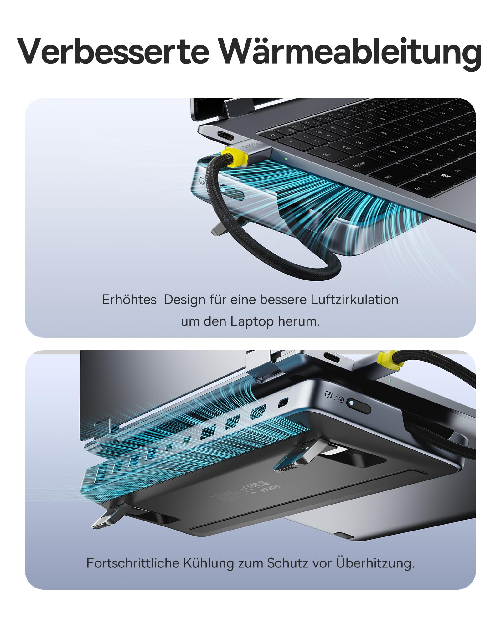 Baseus Laptop-Dockingstation-Ständer, 12-in-1, HUB Dreifaches 4K-Display, HDMI/DP, 10 Gbit/s USB A/C, schnelle Datenübertragung, PD 100W, Ethernet, TF/SD, Docking Station USB C mit Ständer für Windows