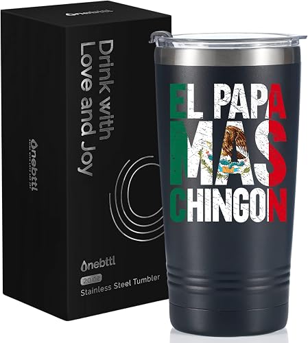 Onebttl Regalo Para Papa, Stainless Steel Tumbler with Lid 20 oz, Regalos Para Papa Dia Del Padre, Mexican Dad Gifts for Christmas, Fathers Day - Mas Chingon