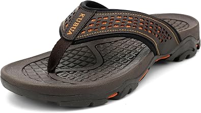 KUBUA Mens Flip Flops Outdoor Water Sandals Athletic Thong Beach Shoes | Lightweight, Non-Slip Walking Slide, With Arch Support for Summer